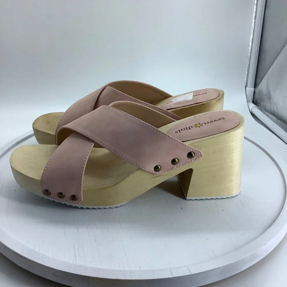 SEVEN DIALS Malta Slide Sandals Women Sz 6.5 Chunky 3